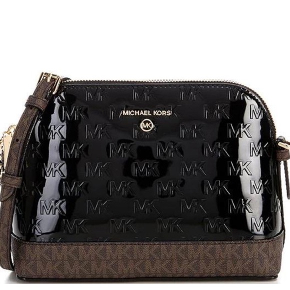 MICHAEL KORS Jet Set Dome Crossbody Leather Bag Black AUTHENTIC NWT-Minor Damage - Picture 5 of 16